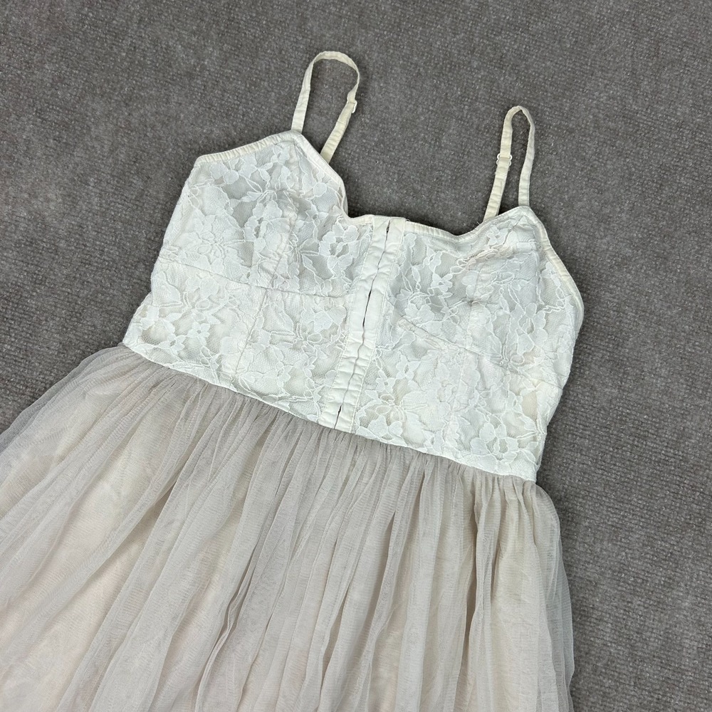 American Eagle Outfitters Fit & Flare Dress Womens 8 Beige Mesh Adjustable Strap